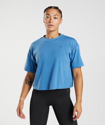 Przycięte Topy Damskie Gymshark Gs Power Midi Niebieskie | PL 2613WNB